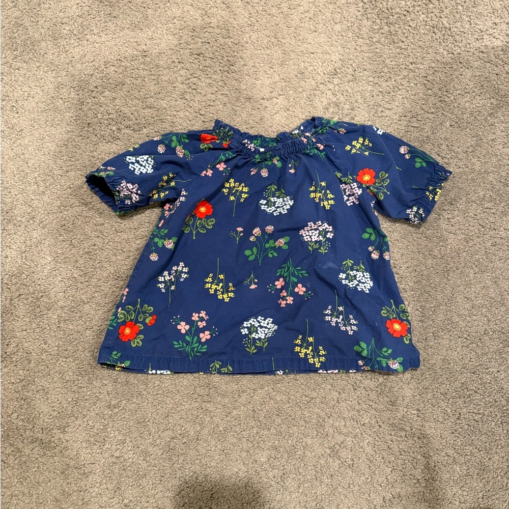 Hanna Andersson Blue Floral Kids Blouse